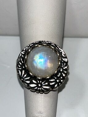 NWOT Passage To Israel Sterling Silver Genuine Moonstone Gemstone Spinner Ring